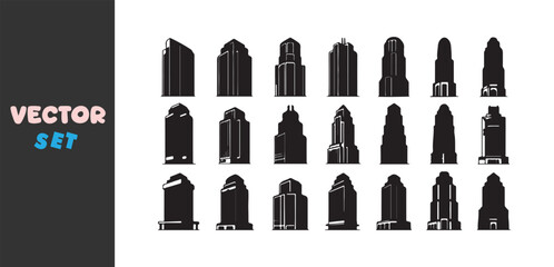 Fototapeta premium Collection of black lipstick silhouettes on a white background