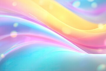 Abstract illustration with flowing, iridescent ribbons and blurred lights for a dreamy and soft vibe