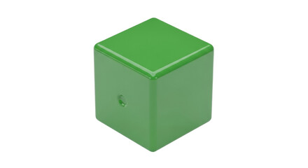 Isolated green cube object, three dimensional solid figure, a blank block for design works
