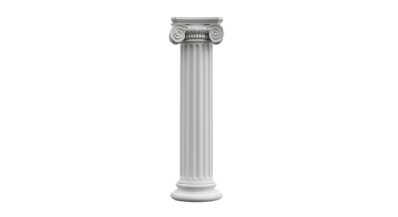 Isolated Greek column, classical architecture ornament for buildings, marble column capital