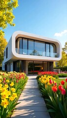 Obraz premium modern building with flowers