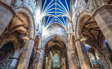 Nave of Cathedral of Saint Giles - High Kirk, Church of Scotland in Edinburgh city, Scotland