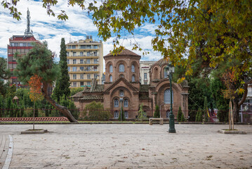 11th century Byzantine Church of Panagia Chalkeon in Thessaloniki city, Greece. View from Archaias Agoras Square