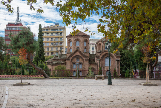 11th century Byzantine Church of Panagia Chalkeon in Thessaloniki city, Greece. View from Archaias Agoras Square