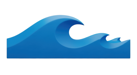 Isolated ocean wave graphic element, blue sea crests with curves, water surface design, symbol