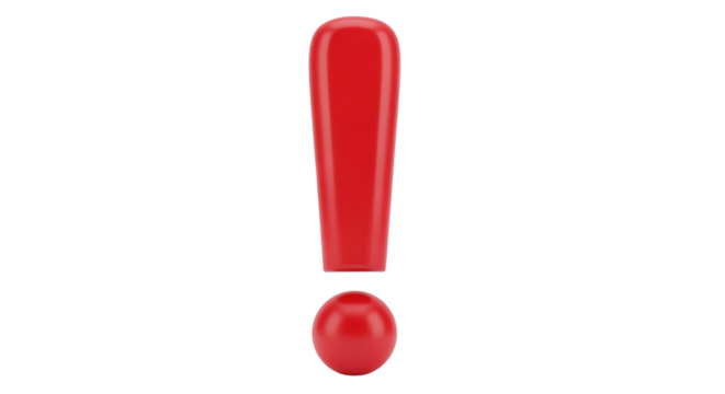 Isolated Red Exclamation Point Sign, Symbol of Warning, Danger, Attention, Alert, Notification