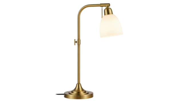 Isolated metal desk lamp with adjustable height, lighting fixture for reading or study