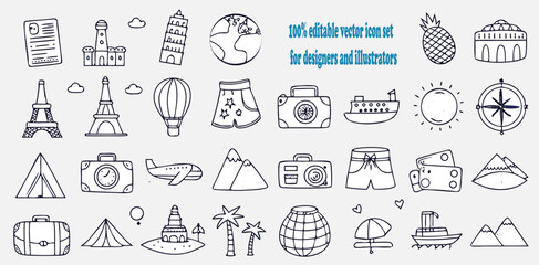 set of hand drawn illustrations of houses and markers