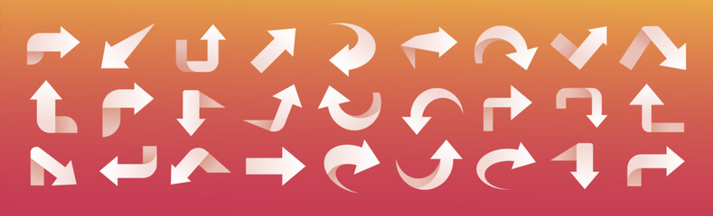 Set of white arrow icons, pointing up, down, left and right icon, vector illustration 10 eps.