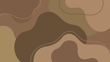 Abstract brown background with wavy shapes and lines in neutral colors