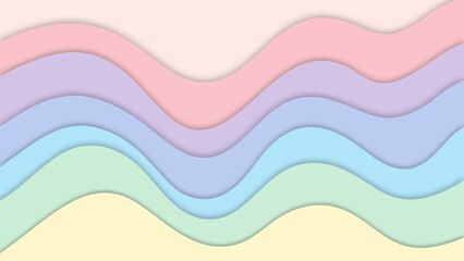 Pastel rainbow background with wavy lines in soft and light colors