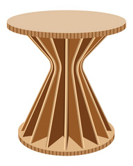 Round cardboard twist table vector, modern furniture illustration