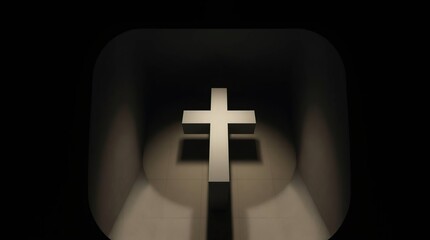 Illuminated Cross in Dark Space.