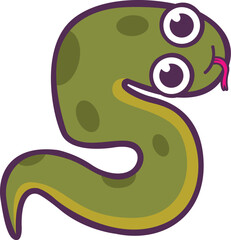 Happy cartoon snake illustration forming the number five