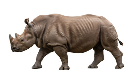 Fototapeta premium Isolated rhinoceros standing in studio showing detailed skin texture and features, wildlife