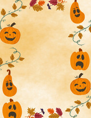 Autumn harvest flyer design with watercolor leaves, printable poster template for farmers market and seasonal event