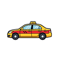 Fototapeta premium Yellow and red taxi cab with checkered pattern