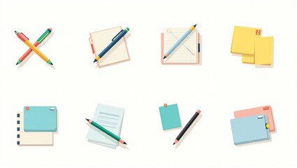 Office Supplies Flat Lay.