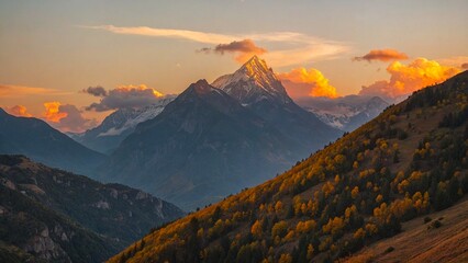 Majestic mountain peak at sunset near Keylong, Himachal Pradesh, India. Golden light over the Himalayas on September 15, 2025. Scenic nature landscape for travel and adventure themes.