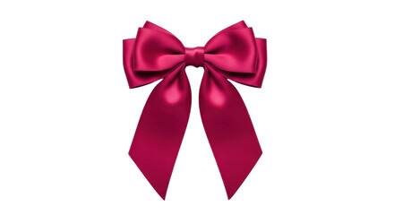 Isolated festive burgundy silk bow, celebration decor or wrapping element for gifts