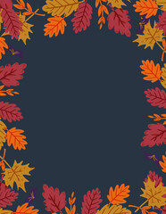 Harvest festival flyer with autumn leaf corners and clean center for text, printable poster for community events