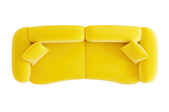 Top View Yellow Modern Sofa Minimal Design
