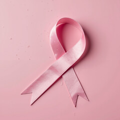 Pink ribbon on soft surface, breast cancer awareness symbol