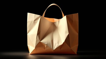 Peach Paper Bag with Crumpled Design.