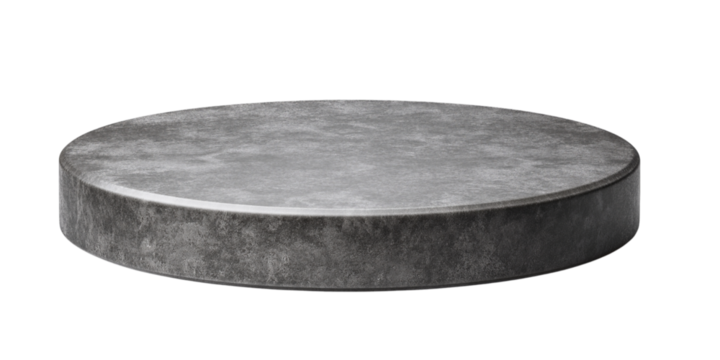 Round stone podium with textured surface isolated on a transparent background