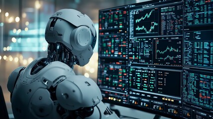 Robot trader uses multi-screen data analysis to make profitable investments