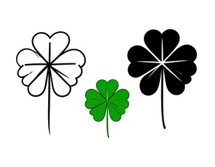 Four-Leaf Clover Illustration Set.
