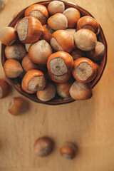 Hazelnuts gathered in a rustic bowl ready for cooking and baking adventures