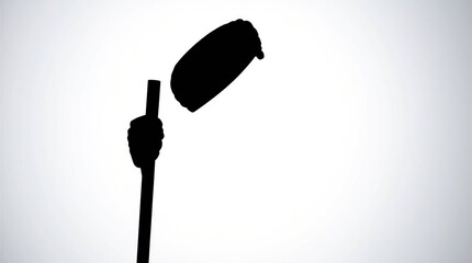 Silhouette hand holding stick with object.