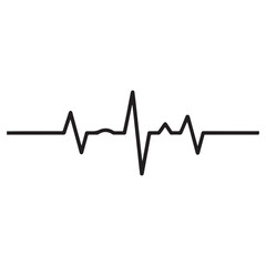 Black electrocardiogram line representing a heartbeat isolated on white background technology background