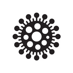 Black icon representing a virus or bacteria, isolated on white background technology background