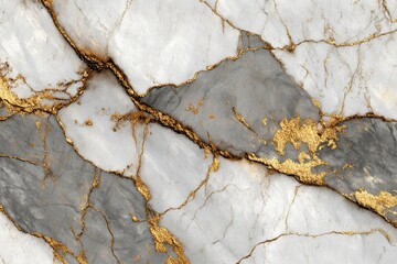 Gray and gold marble veins on white
