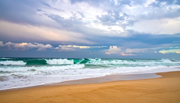 Stormy ocean meeting the beach