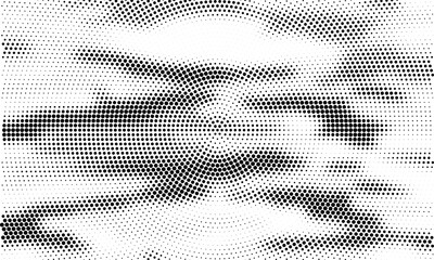 Abstract halftone pattern dot background texture. Liquid effect overlay grunge dots distress linear vector.