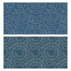 Seamless pattern blue Circular Mosaic. Decorative Antique Stone Ornament.