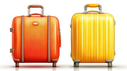 E-Commerce Ready PNG Set of Two Bright Suitcases, Isolate & Edit Friendly