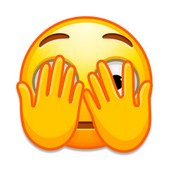 peeking eye emoji A yellow face with its hands over its eyes and raised eyebrows