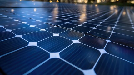 Solar panels grid closeup