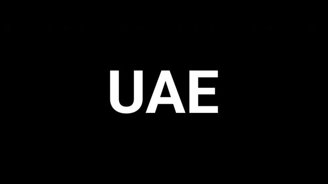 Dynamic black and white animation revealing the text UAE with abstract shapes. 4k text znimated video