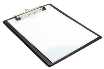 Blank Clipboard with White Paper Ready for Text on transparent background