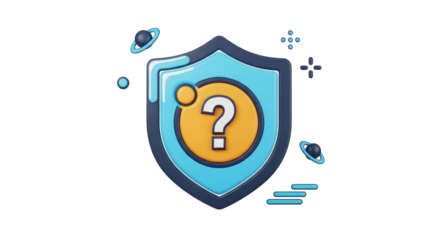 Isolated shield with a question mark offering protection and asking questions about future trends