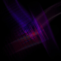 Abstract Neon Light Streaks in Purple and Red on Black Background for Futuristic Tech Art