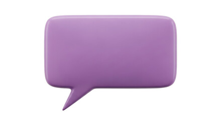 Isolated purple speech bubble, 3D talk bubble icon, chatting or commenting concept symbol