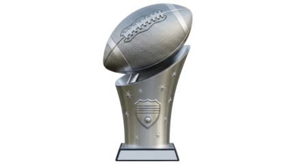 Isolated American football trophy, competition award, achievement, victory, win, prize