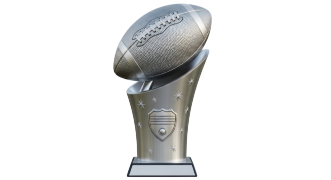 Isolated American football trophy, competition award, achievement, victory, win, prize