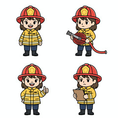Firefighter Expressions Cute Cartoon Character Emotes for Emergency Services